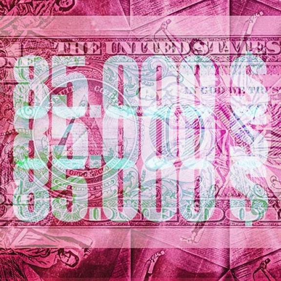 A dollar note with 85,000 US dollars